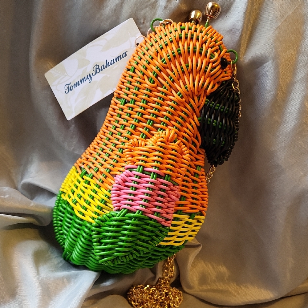 Tommy Bahama Multicolor Wicker Parrot Crossbody Bag Bnwt ML